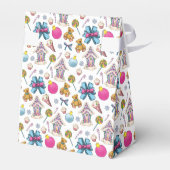 Gepersonaliseerd roze en blauw kerstpatroon bedankdoosjes (Achterkant)