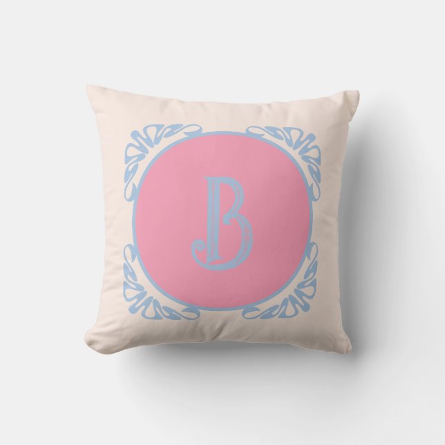 Gepersonaliseerd roze en blauw kussen (Voorkant)