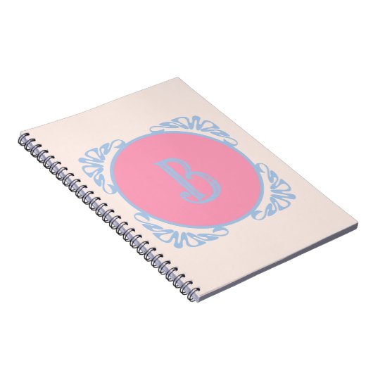 Gepersonaliseerd roze en blauw notitieboek (Rechterzijde)