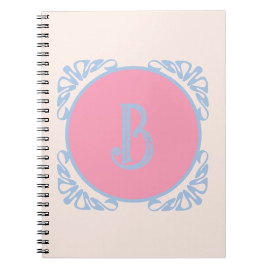 Gepersonaliseerd roze en blauw notitieboek (Voorkant)