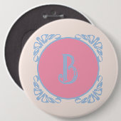 Gepersonaliseerd roze en blauw ronde button 6,0 cm (Voorkant /achterkant)