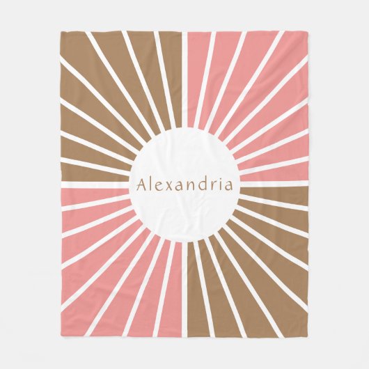 Gepersonaliseerd roze en bruin fleece deken (Voorkant)