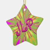 Gepersonaliseerd roze en groen Abstract Keramisch Ornament (Links)