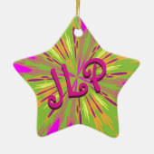 Gepersonaliseerd roze en groen Abstract Keramisch Ornament (Achterkant)