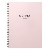 Gepersonaliseerd roze en naam monogram | Elegant g Notitieboek (Voorkant)