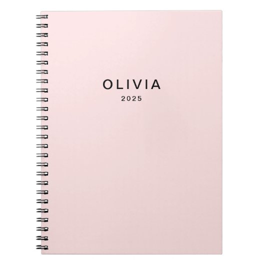 Gepersonaliseerd roze en naam monogram | Elegant g Notitieboek (Voorkant)