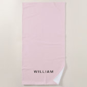 Gepersonaliseerd roze en naam monogram | Elegant g Strandlaken (Voorkant)