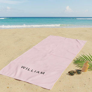 Gepersonaliseerd roze en naam monogram   Elegant g Strandlaken