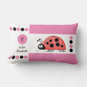Gepersonaliseerd roze en witte ladybird kinder mon kussen (Voorkant)