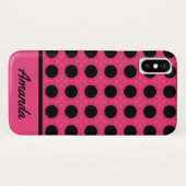 Gepersonaliseerd roze en zwart poka-puntenpatroon Case-Mate iPhone case (Achterkant (horizontaal))