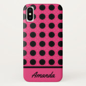 Gepersonaliseerd roze en zwart poka-puntenpatroon Case-Mate iPhone case (Achterkant)