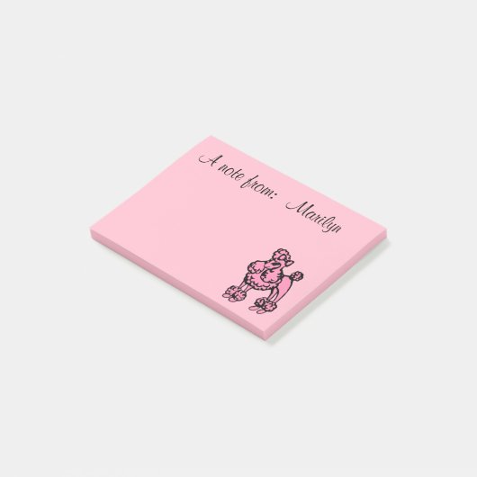 Gepersonaliseerd roze Franse poodle Post Het merkt Post-it® Notes (Schuin)