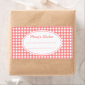 Gepersonaliseerd Roze Gingham Kitchen Labels (Insitu)