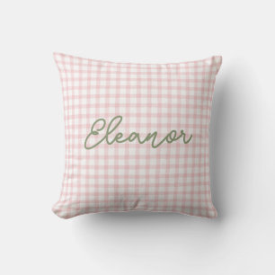 Gepersonaliseerd roze Gingham kussen Gekke gans