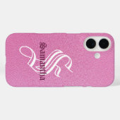 Gepersonaliseerd roze glitter monogram Case-Mate iPhone case (Achterkant (horizontaal))