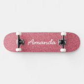 Gepersonaliseerd Roze Glitter skateboard (Horizontaal)