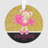 Gepersonaliseerd Roze & Goud Cheerleading Ornament (voorkant)