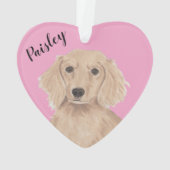 Gepersonaliseerd Roze Hart Engels Rood Dachshund Ornament (achterkant)