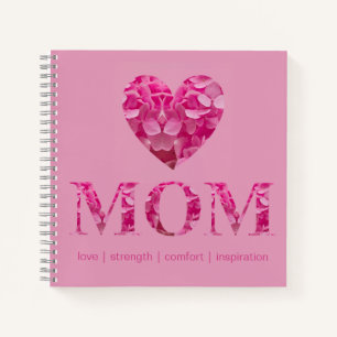 Gepersonaliseerd Roze Hart MOM Bloemen Recept Boek