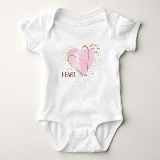 Gepersonaliseerd roze hart romper (Voorkant)