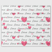 Gepersonaliseerd roze harten inpakpapier (Vlak)