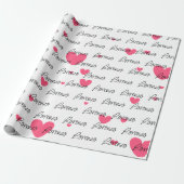 Gepersonaliseerd roze harten inpakpapier (Uitgerold)