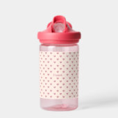 Gepersonaliseerd roze hartenpatroon waterfles (Voorkant)