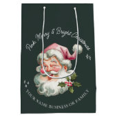 Gepersonaliseerd Roze Kerstman retro Medium Cadeauzakje (Achterkant)
