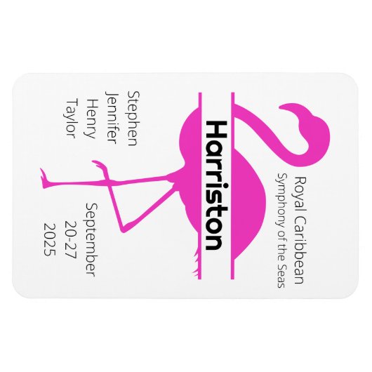Gepersonaliseerd Roze kruisdeur voor Flamingo Fami Magneet (Horizontaal)