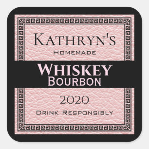 Gepersonaliseerd roze leder vierkante sticker