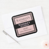 Gepersonaliseerd roze leder vierkante sticker (Envelop)