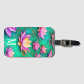 Gepersonaliseerd  roze Lotus Flower Pattern Bagagelabel (Voorkant (horizontaal))