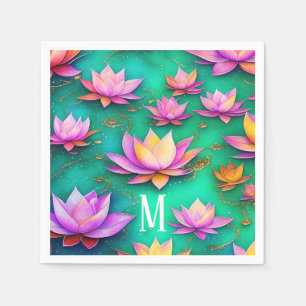 Gepersonaliseerd  roze Lotus Flower Pattern Servet