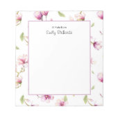 Gepersonaliseerd roze magnolia floral Notitieblok (Voorkant)