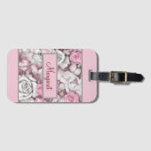Gepersonaliseerd roze & Mauve Roos Bagagelabel (Voorkant (horizontaal))
