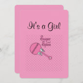 Gepersonaliseerd roze meisje aankondiging (Voorkant / Achterkant)