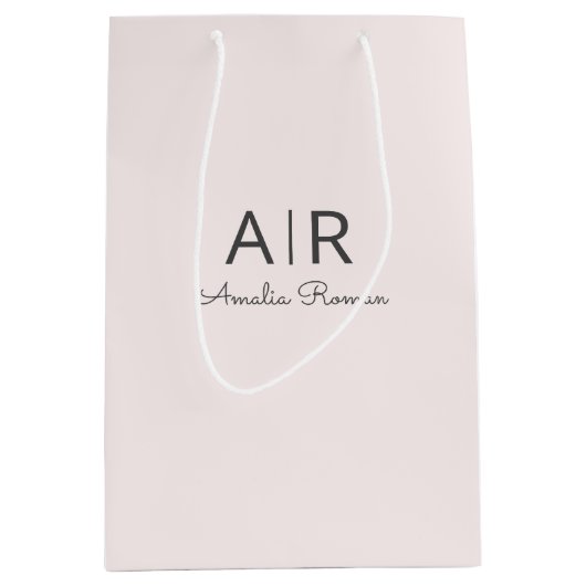 Gepersonaliseerd roze monogram medium cadeauzakje (Voorkant)