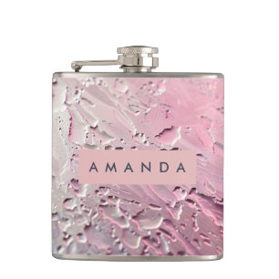 Gepersonaliseerd Roze Pastel Matglas Heupfles