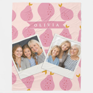 Gepersonaliseerd Roze Peer Patroon Mooie Meisjesac Fleece Deken