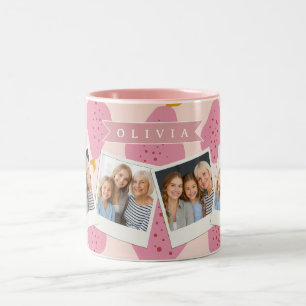 Gepersonaliseerd Roze Peer Patroon Mooie Meisjesac Tweekleurige Koffiemok