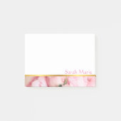 Gepersonaliseerd roze Peony Post-it Notes (Voorkant)