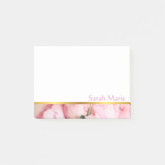 Gepersonaliseerd roze Peony Post-it Notes (Voorkant)