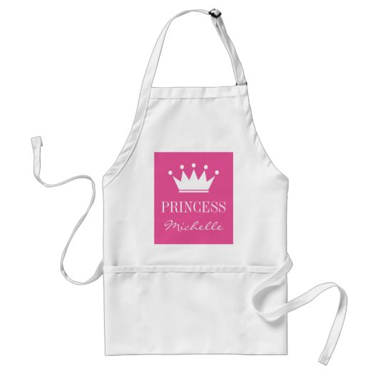 Gepersonaliseerd roze prinses kroonpron voor vrouw standaard schort (Voorkant)