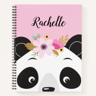 Gepersonaliseerd Roze Schattig Kawaii Panda Beer F Notitieboek