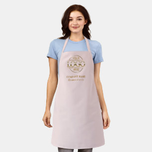 Gepersonaliseerd roze schort met logo op maat gema