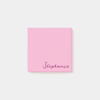 Gepersonaliseerd roze script Post it Sticky Notes