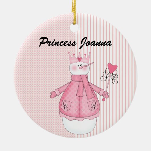 Gepersonaliseerd roze sneeuwprinses Ornament (Achterkant)