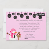 Gepersonaliseerd roze Snowman Joy Holiday-kaart Feestdagenkaart (Achterkant)