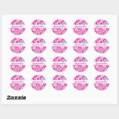 Gepersonaliseerd roze stip naam label (Vel)