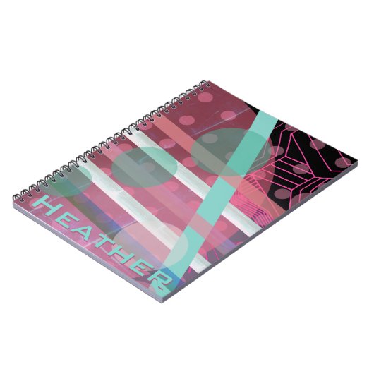 Gepersonaliseerd/Roze & Turquoise/Abstract Ontwerp Notitieboek (Linkerzijde)